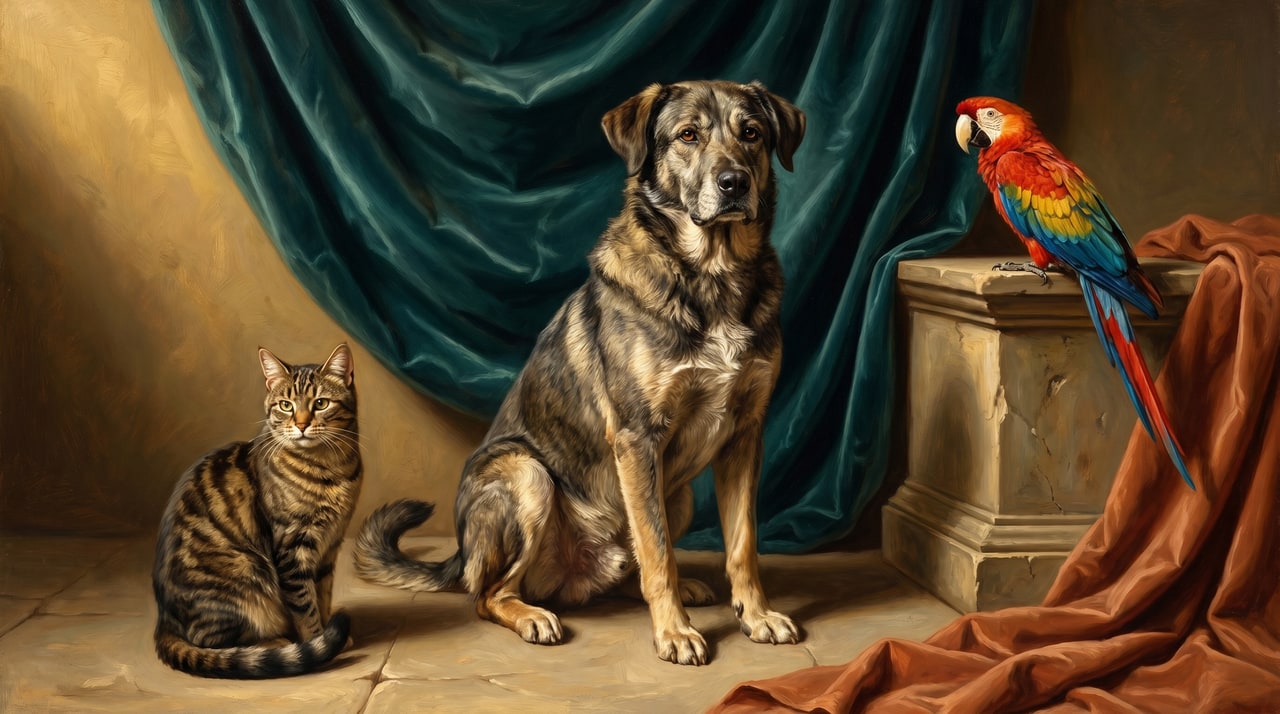 Painterly vignette of animals — the patients these questions speak for